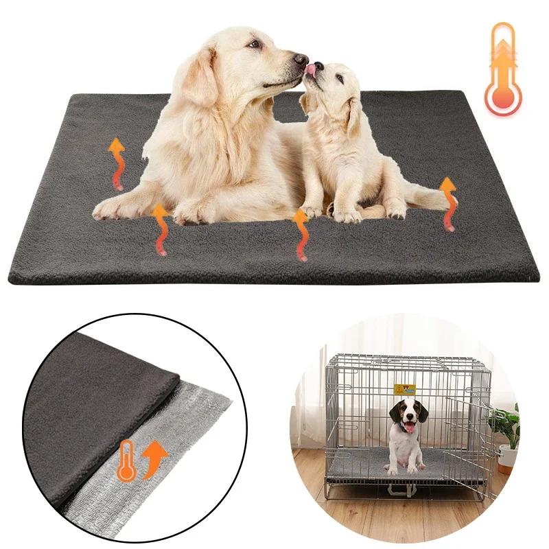 Self-Heating Soft Pet Mat Lamb Cashmere Fleece Dogs Cats Pad Winter Warm Dog Sleeping Bed Detachable Puppy Kitten Mats Blanket