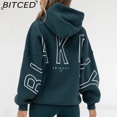 Modischer Print Verdickt Vielseitig Langarm Übergroß Mit Kapuze Hip-Hop Sweatshirt