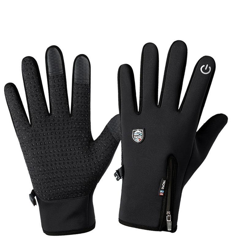 Autumn and Winter Warm Gloves Fitness Windproof Waterproof Touch Screen Non-slip Thickened Riding Electric Vehicle Outdoor Riding Sports Gloves