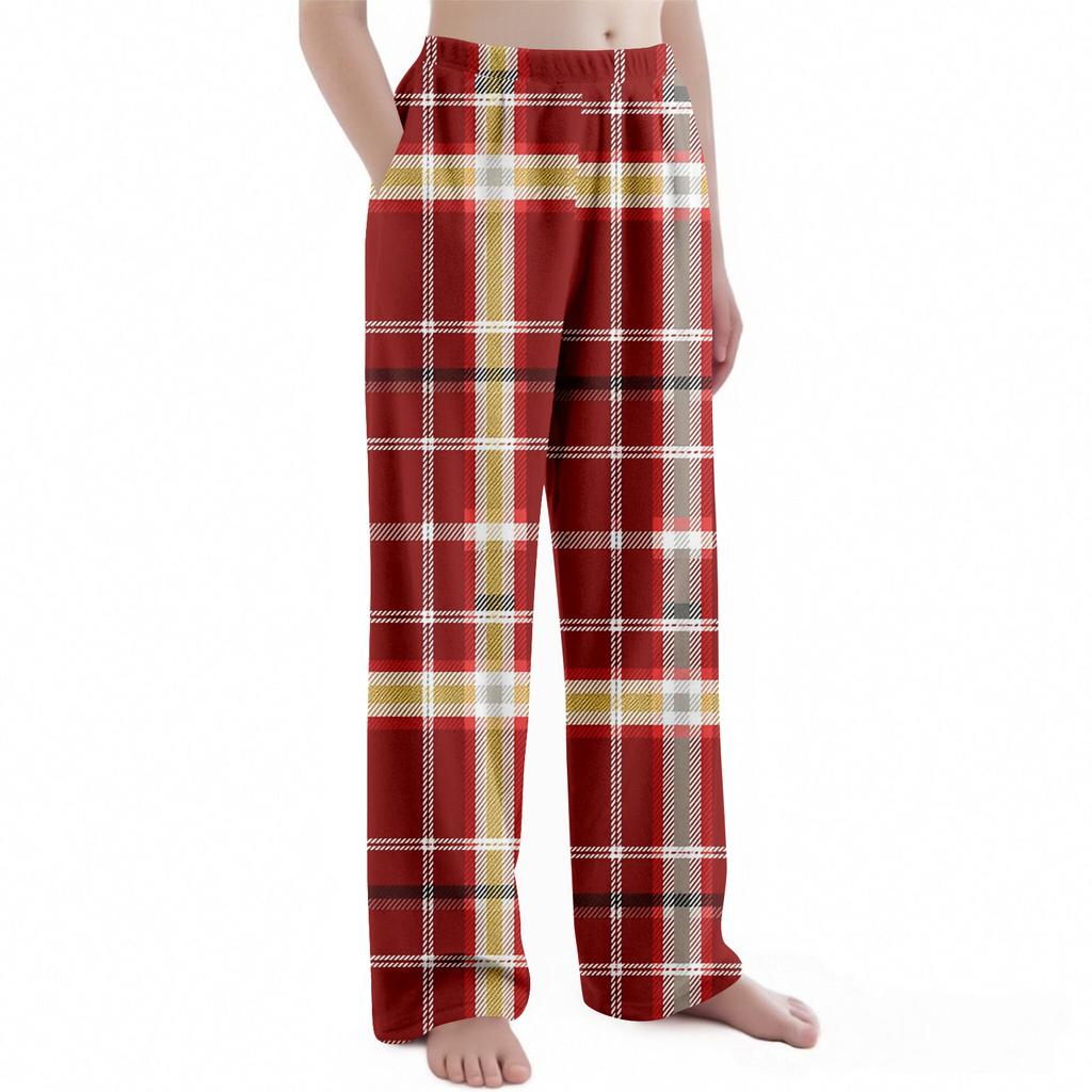 Kinder Weihnachten Karomuster Hose Plüsch Freizeithose