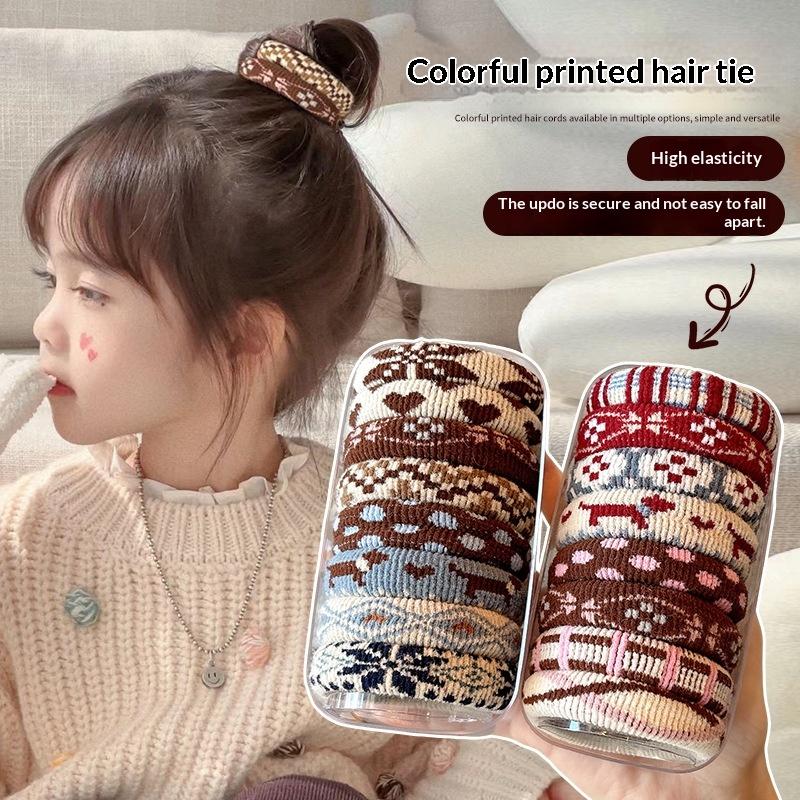 4Pcs/Set Elastic Hair Ropes Ethnic Pattern Hairband For Women High Ponytail Holder Scrunchies Rubber Band Hair Accessories