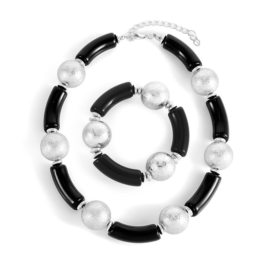 Acrylic Bamboo Ring Jewelry Personalized Exaggerated Large Bead Bracelet Necklace Set