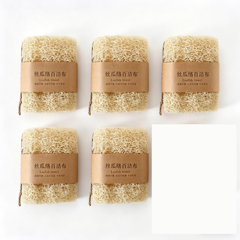 1/3/5/10PcsNatural Loofah Sponge Scrubber Plant Fiber Dish Washing Pad Oil Stain Remover Reusable Kitchen Cleaner with Rope