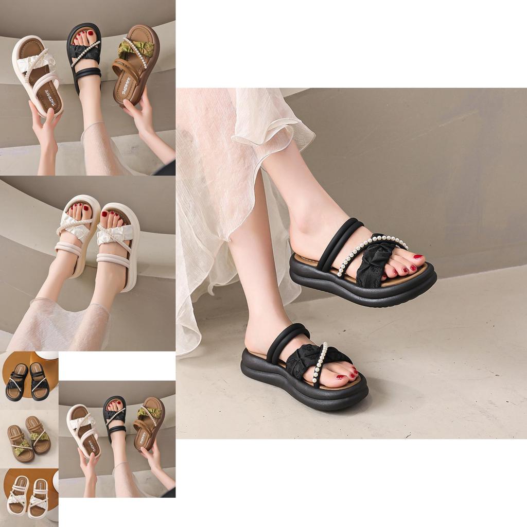 Stylish Summer Women's Sandals With Thick Sole And Elegant Design In Beige Green And Black