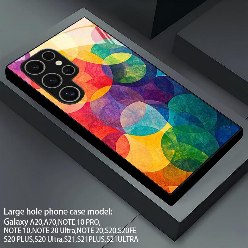 Abstract Colorful Pattern 2D Phone Case for Samsung S26 S25 S24 S23 S22 S21 S20 A56 A36 A16 - Durable Glass Protective Cover