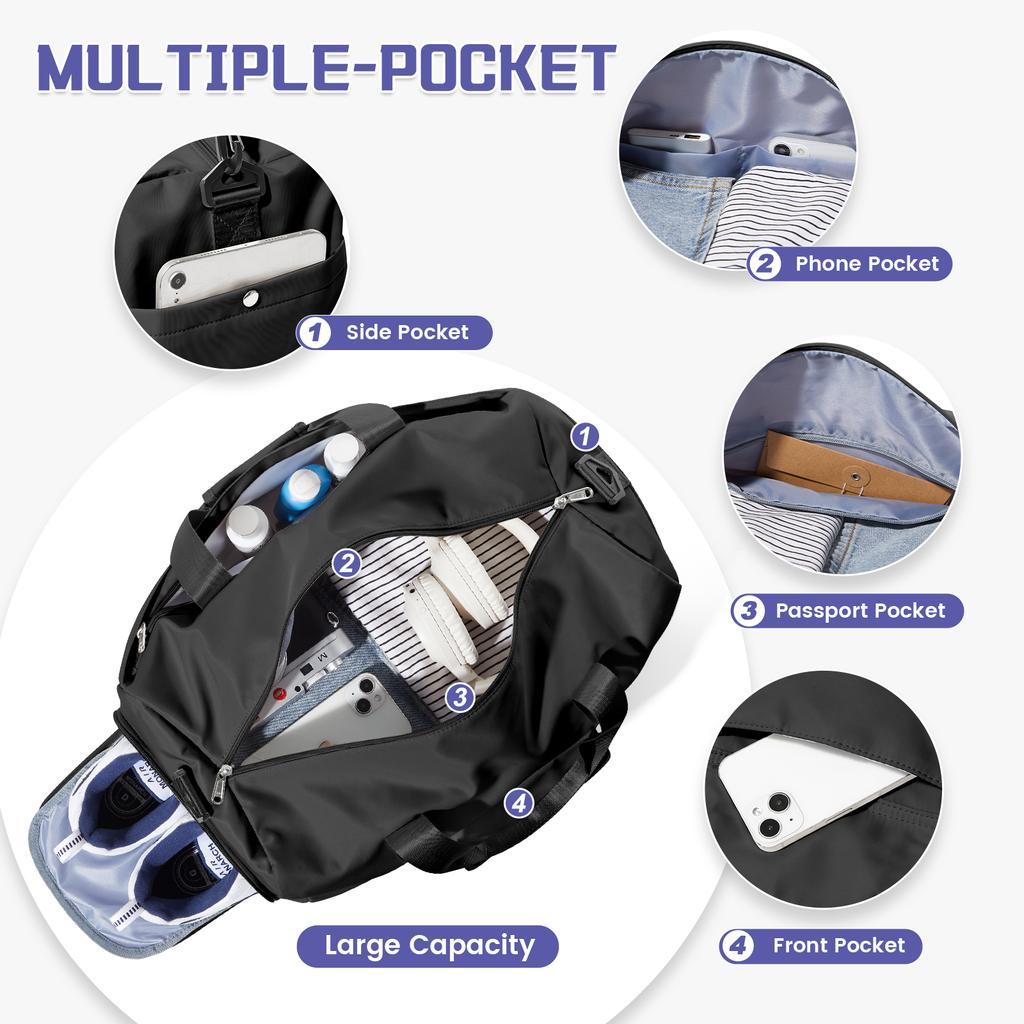Outdoor Waterproof Gym Bags Swimming Fitness Bag Large Capacity Portable Tote Travel Bag, Handbag Travel Duffle Bag Shoulder Bag