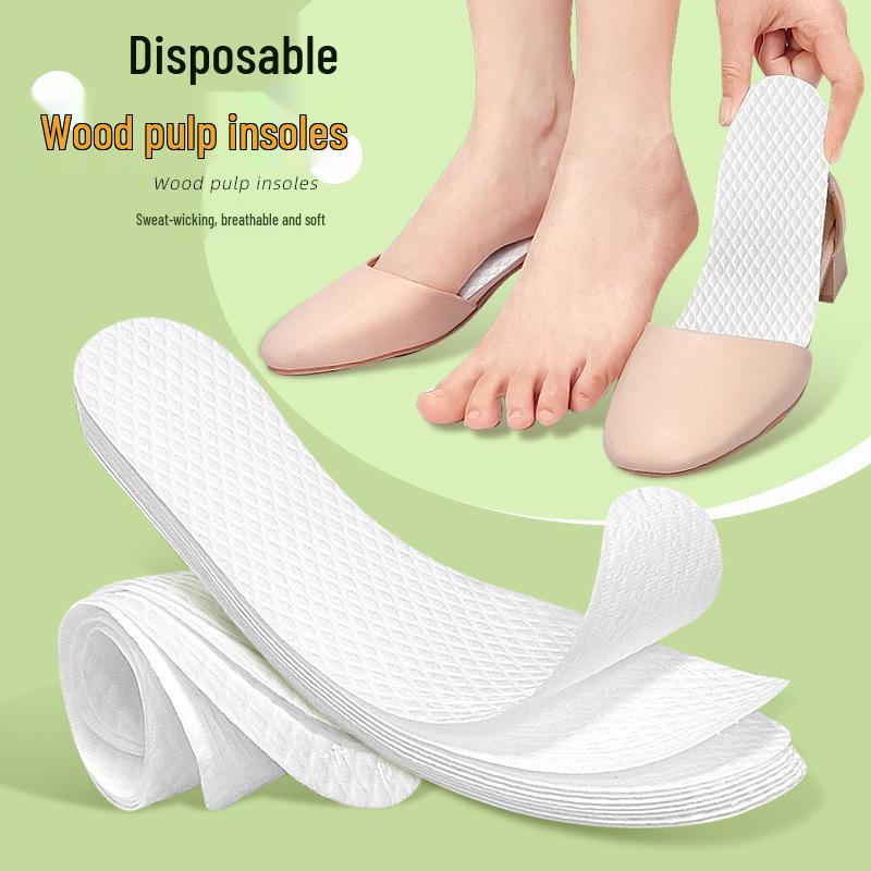 Disposable Cool Wood Pulp Insoles for Sports & Military Shoes One Size (34-45) белый