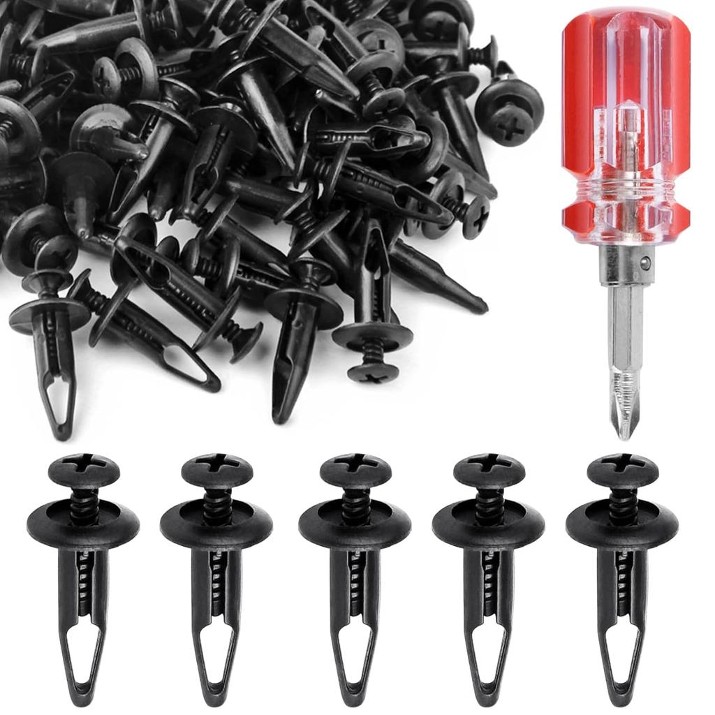 Xislet 100 Pcs Plastic Rivets Compatible With Rhino 450 660 700 Grizzly 600 ATV Body Fender Hood Fuel Tank Panel Push Fastener Rivet Screw Clips