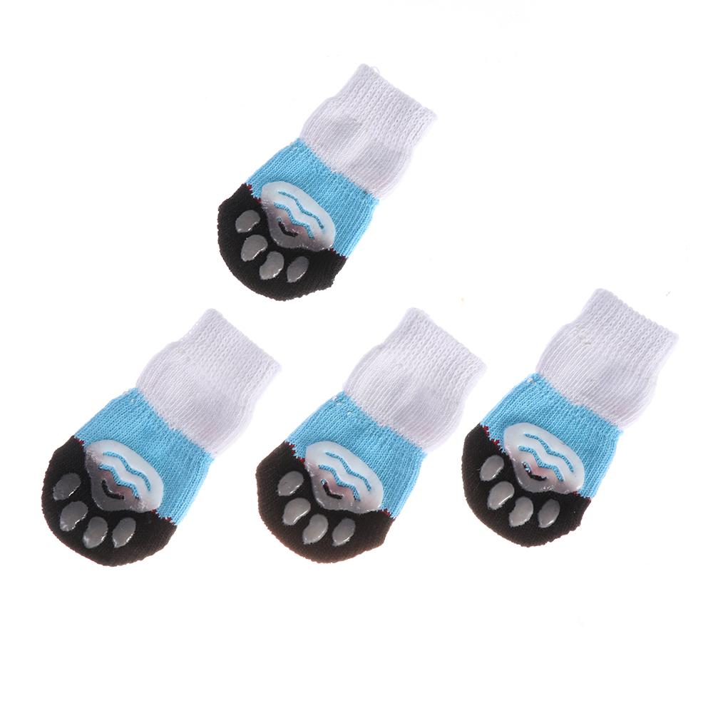 4Pcs/set Paw Protectors Candy Color Pet Supplies Puppy Boots Anti-Slip Dog Shoes Knitted Socks