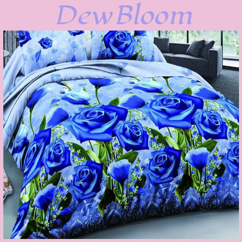 Luxurious 4pcs Printed 3d Bedding Set Queen Size With Elegant Quilt Cover And Soft Pillowcases