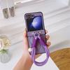 Applicable to Samsung ZFlip5 folding mobile phone case three-dimensional wavy zflip4 portable lanyard protective leather case