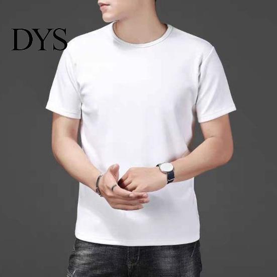 Short Sleeve Men Top Summer T-shirt Plus Size Solid Color Round Neck Inner Sleeves Mid Length Good Breathability Pullover Bottoming Shirt