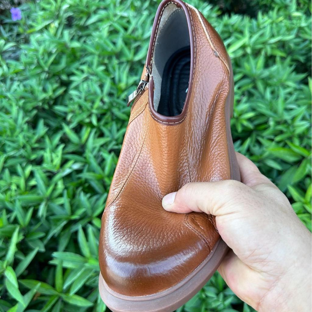 Autumn and Winter Velvet Casual New Men's Shoes Warm and Comfortable Top Layer Cow Side Zipper British Style Leather Shoes