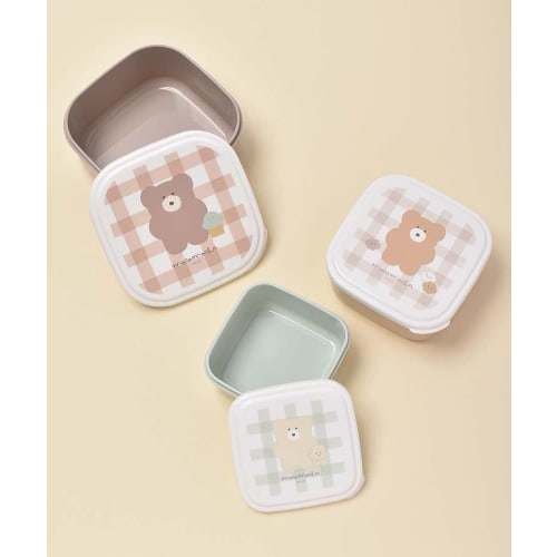 Coolia Mokomoka Antibacterial 3-Piece Nesting Lunch Box, Square, Mokomoka and Friends, 695102