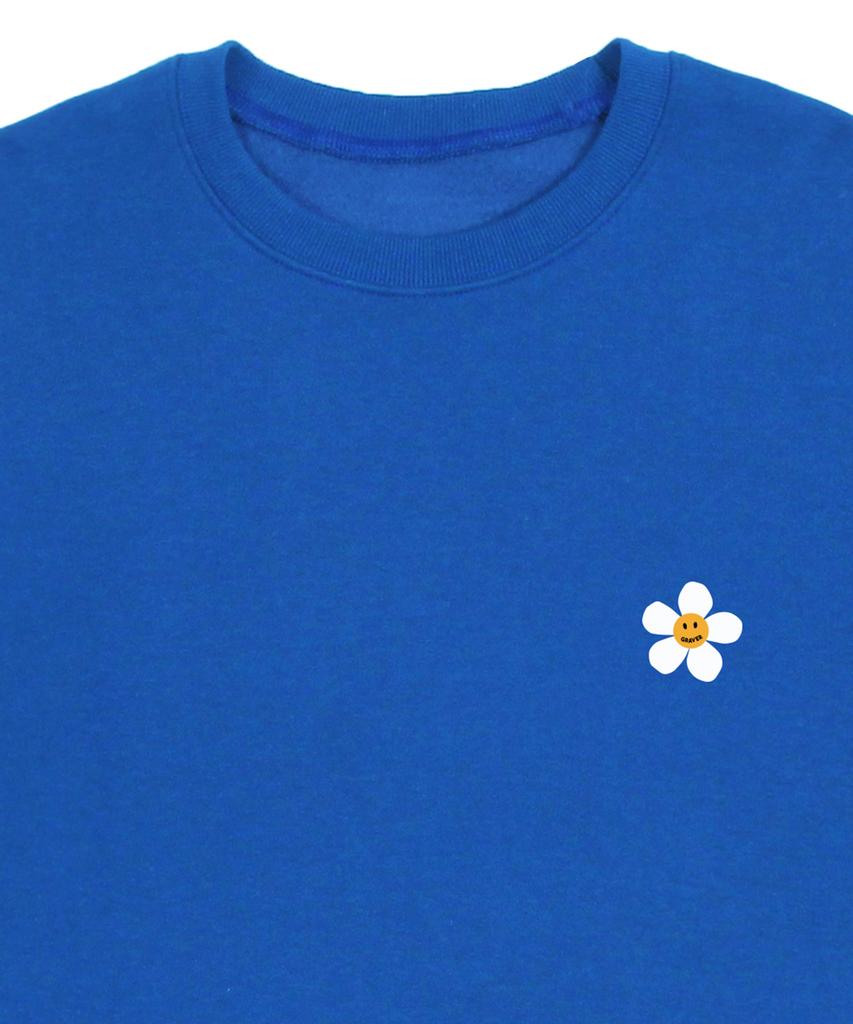 GRAVER [Unisex] Flower Dot Logo Smile Sweatshirt_Cobalt Blue