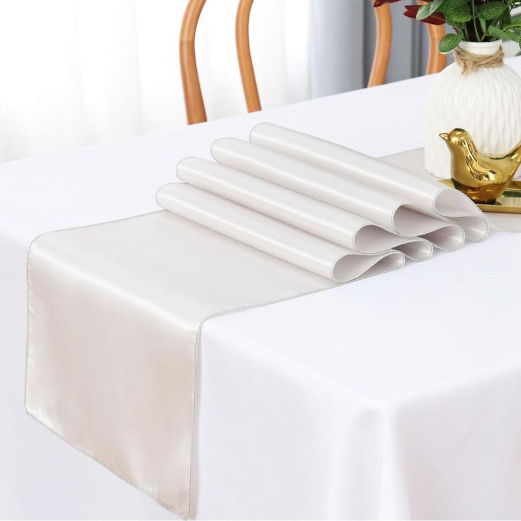 High-Density Satin Table Runner for Weddings & Banquets - Solid Color Polyester Table Decoration