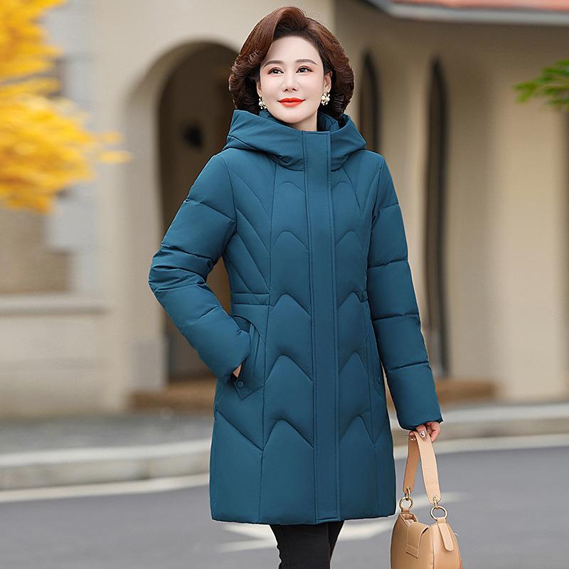 Grandma's Winter Down & Cotton Padded Jacket, Mid-Length & Thickened for Elderly Women, New Style Mother's Coat