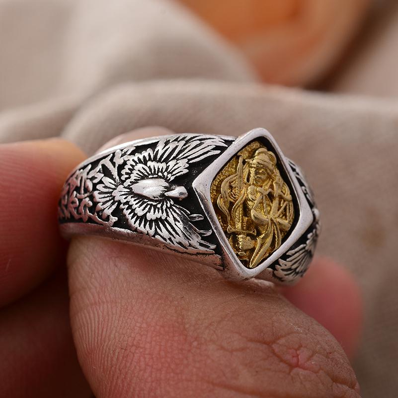 Bohemia Style Goddess Of Justice Justitia Vintage Thai Silver Unisex Ring Jewelry For Women Men Gifts No Fade