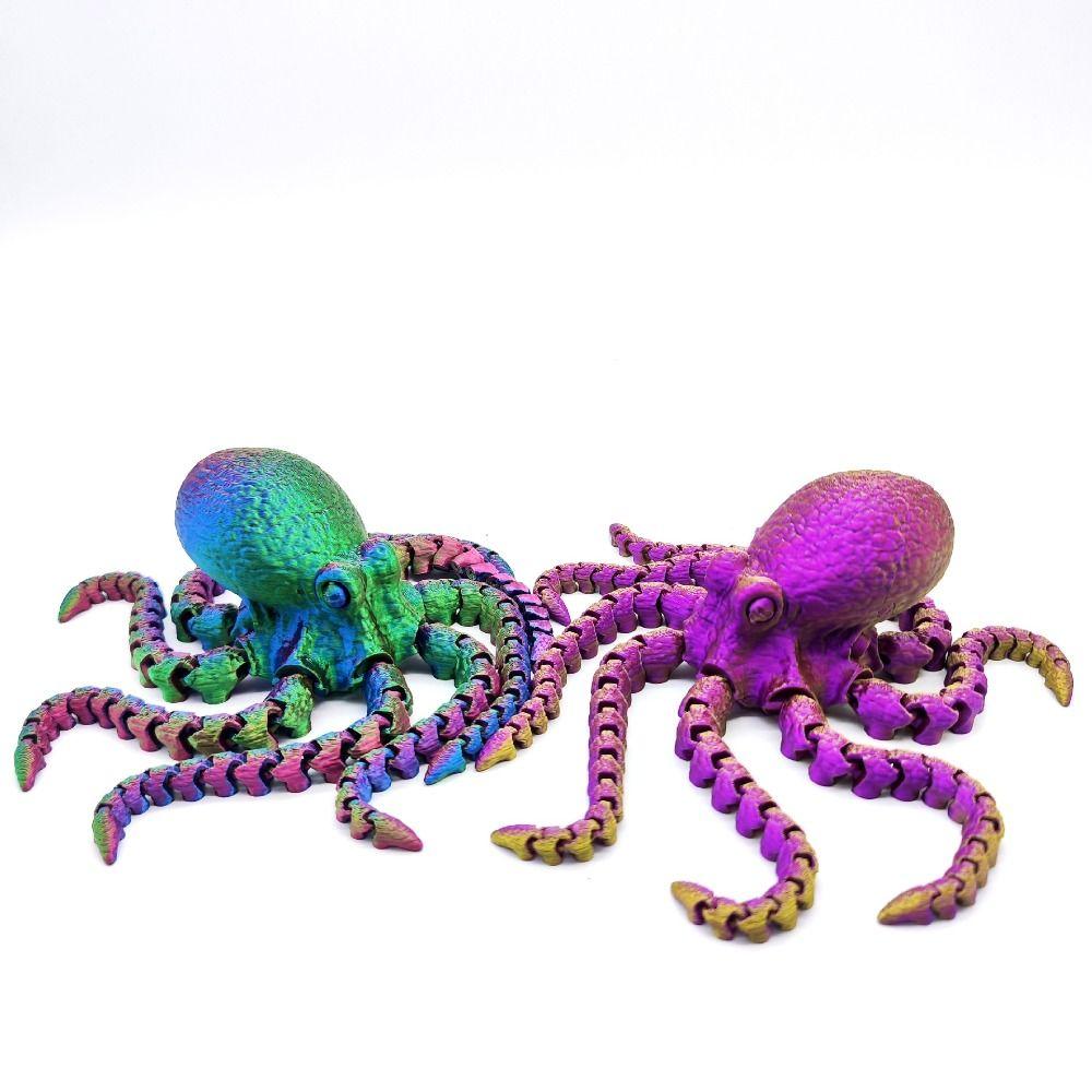 Vibrant Color 3D Printed Octopus Figurine 3D Printed Versatile Design Versatile Decor Figurine Jointed Body