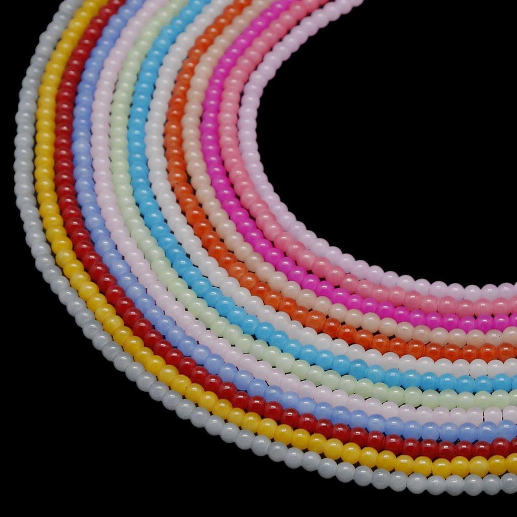 1 faixa/pacote 4/6/8/10mm contas de vidro multicoloridas faça você mesmo pulseira colar brincos acessórios de joias