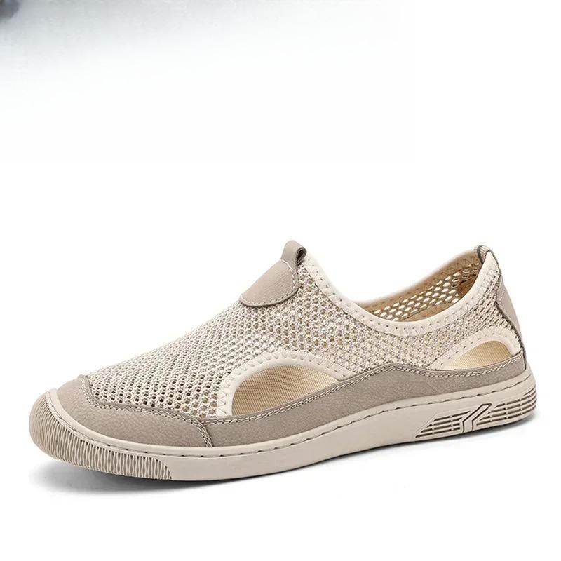 

Summer Mesh Shoes Men Plus Size Lightweight Breathable Footwear New Slip-On Comfortable Casual Men s Shoes 46 сірий колір