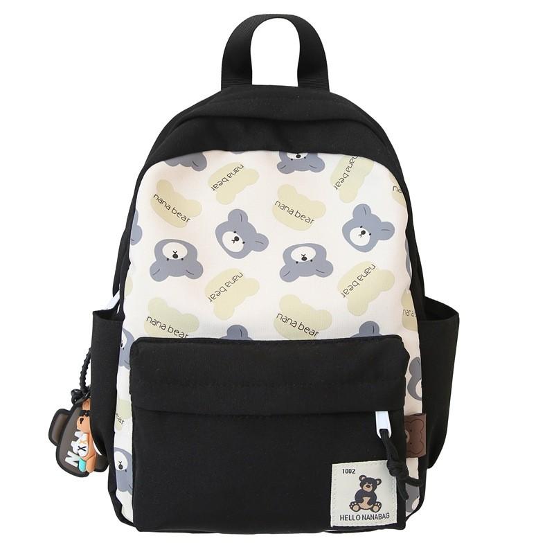 

Versatile Backpack Nylon For Kids With Cute Bear Design Ideal For School And Adventures Daily Without Pendant чёрный