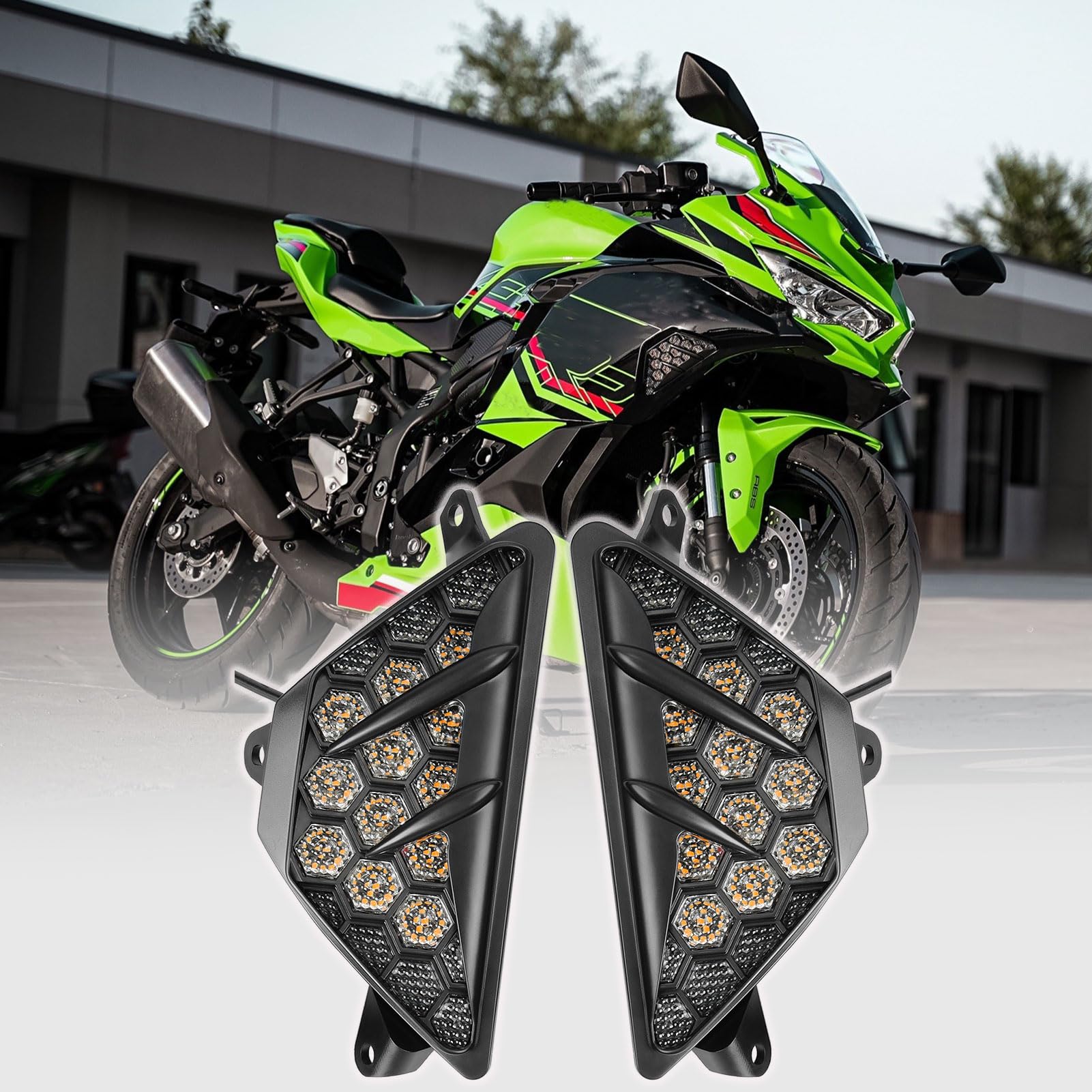 

WOOGA Motorcycle LED Front Cruiser Turn Signal Indicators for Ninja Ninja Ninja Ninja Ninja 250, 300, 400, ZX-25R, 650, 1000, ZX-25R, ZX-4R/4RR