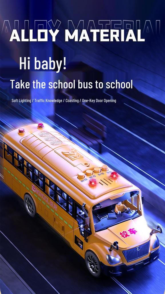 Jumbo Inertial School Bus Toy with Lights and Music - Early Educational Vehicle for Kids