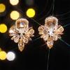European and American Luxury Colorful Rhinestone Flower Stud Earrings for Women
