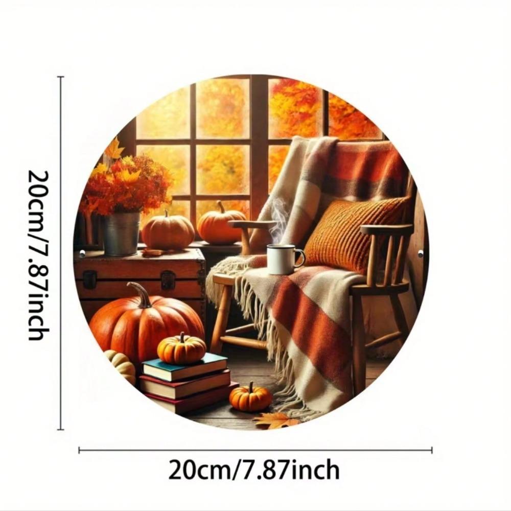 Round Metal Wall Art Autumn Bar Cafe Decor