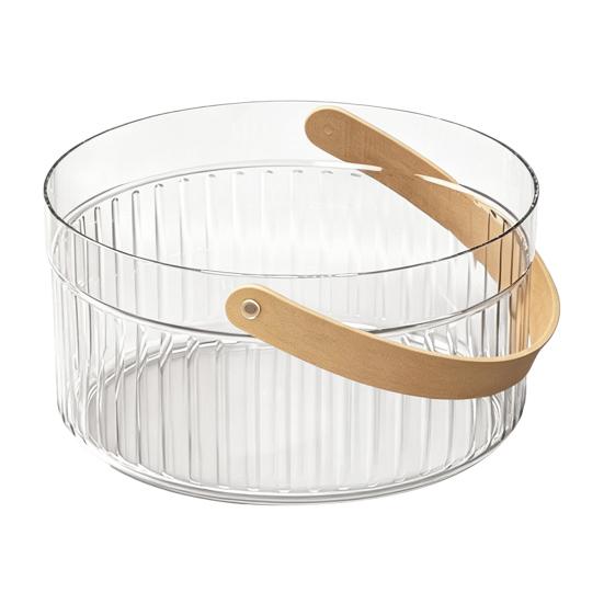 Yangyizhi Ice Bucket with Faux Leather Handle, Thickened Plastic Beer Wine Cooler for Party, Clear Beverage Container Outdoor Picnic, Bar KTV Decor