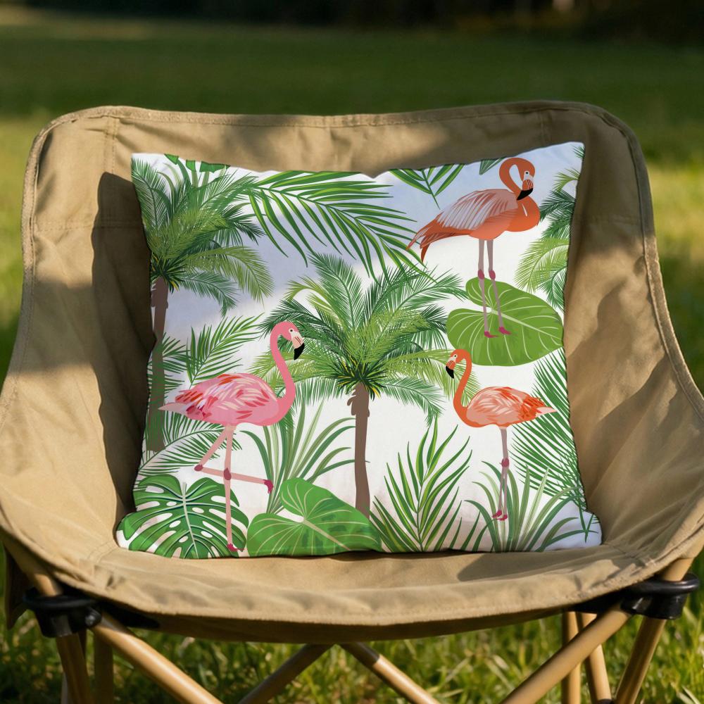 Tropical forest flamingos Cushion Cover Soft Reversible  Durable Pillow Cover  MultiScene Use for Home  Car Daily Comfort