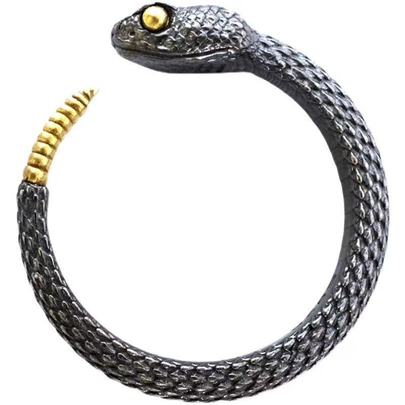 Niche personalized rattlesnake unisex ring, design sense animal alloy opening adjustable south snake element