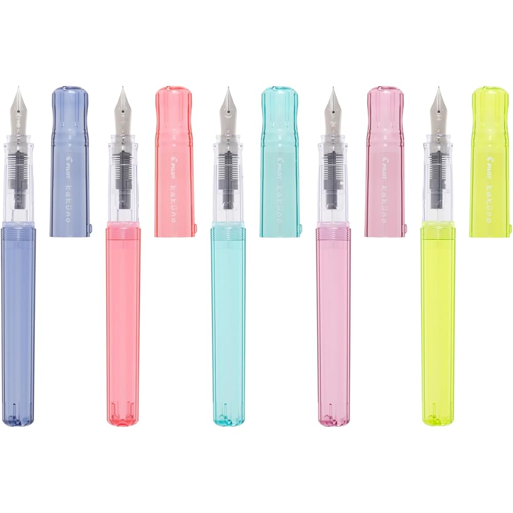 Pilot Kakuno Fine Nib Fountain Pen Blue 0.38mm Ink Capacity Writing Instrument