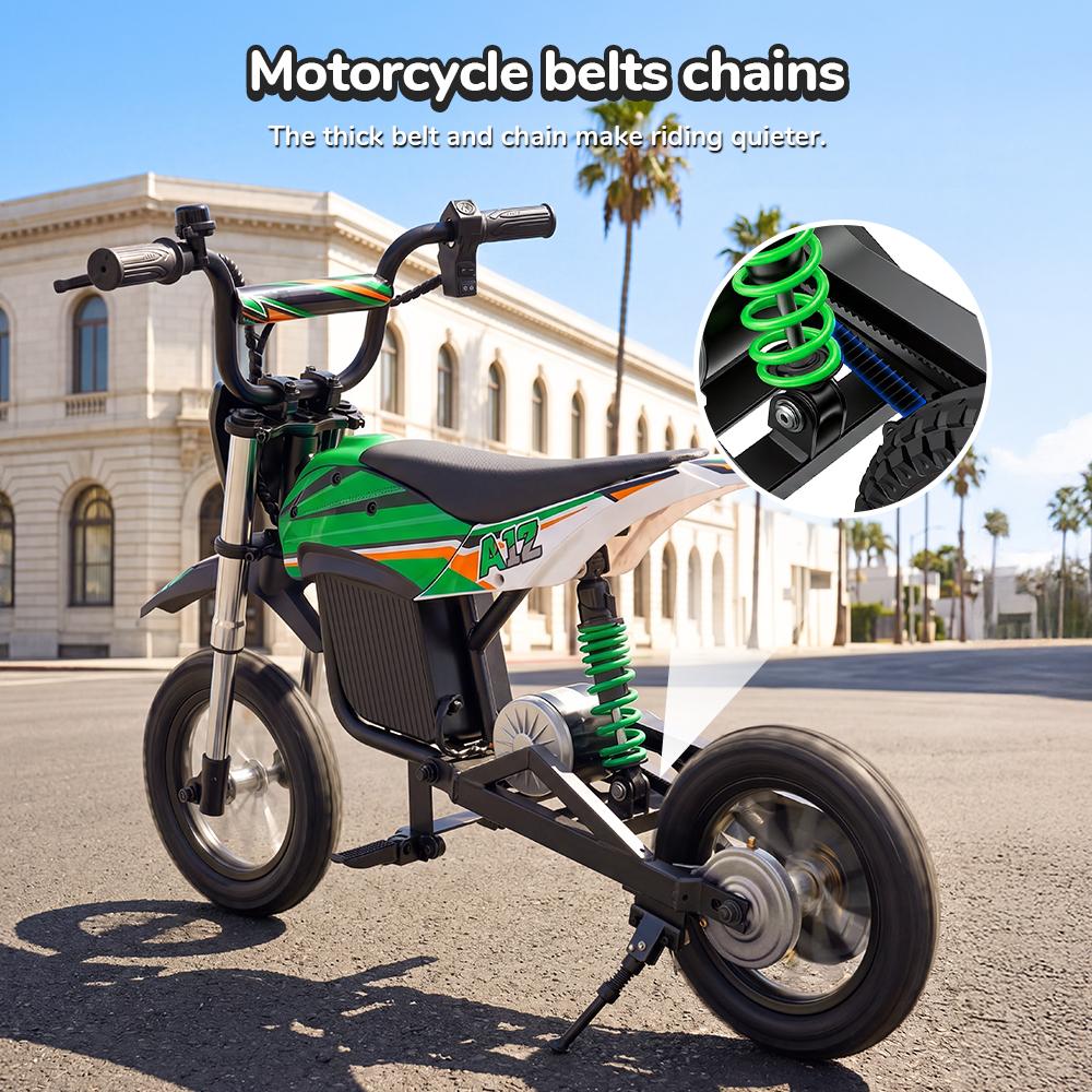 Trotinetă Electrică A12 pentru Copii 350W 4.5Ah Roți de 12'' Suspensie Față și Spate 3 Viteze 8-25KM/H Autonomie 19-22KM Trotinetă Electrică pentru Copii
