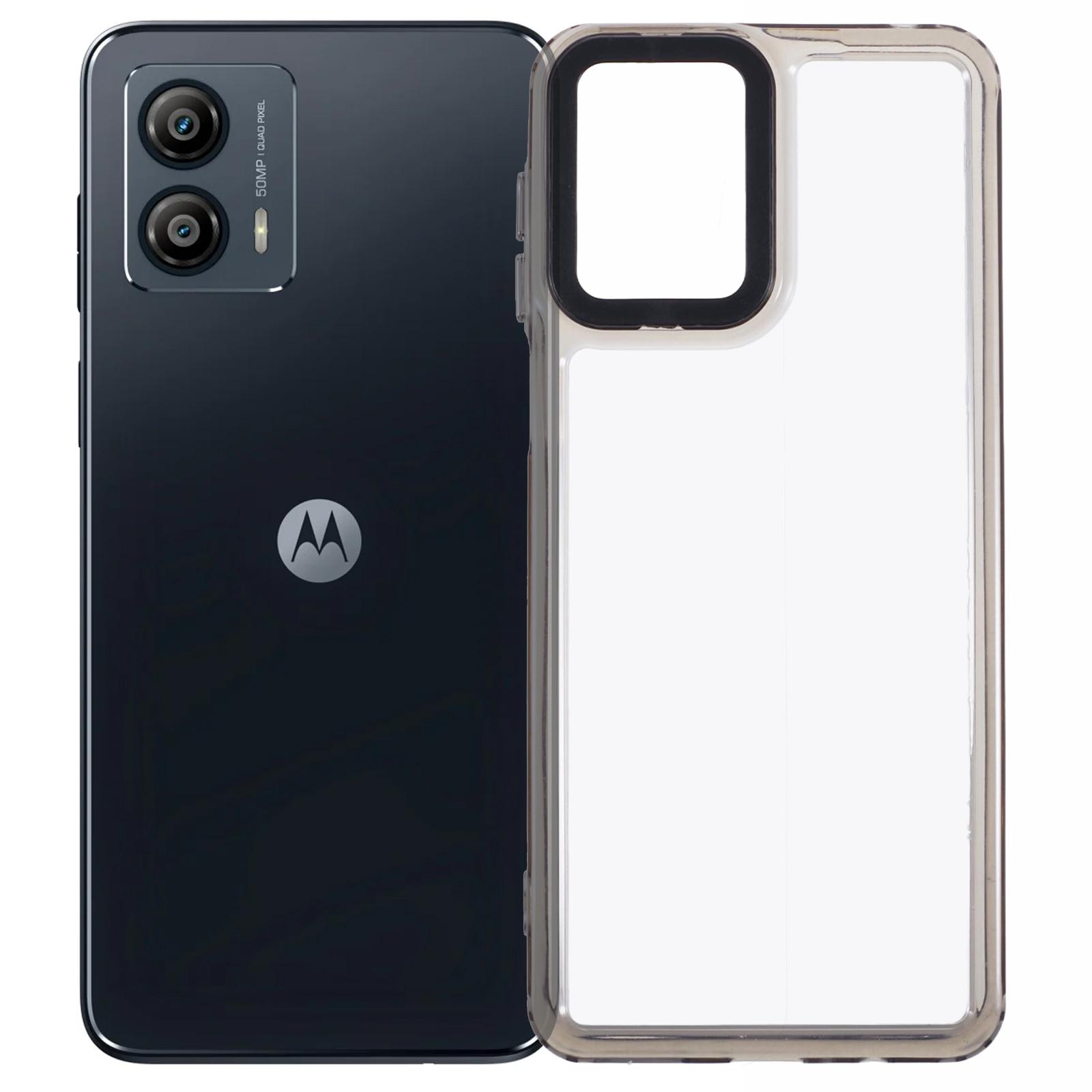 

For Motorola Moto G54 5G Clear Phone Case PC+TPU Hybrid Back Cover Transparent Black