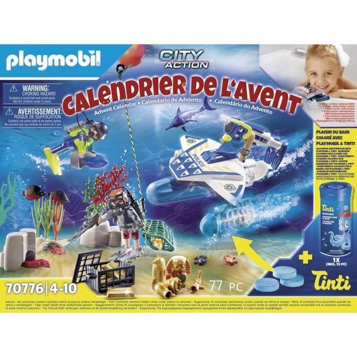 PLAYMOBIL - 70776 - Calendrier de l'Avent Jeu de bain Policiers - Mission aquatique
