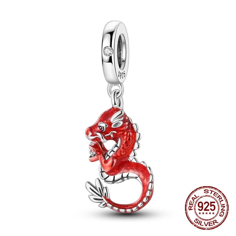 Red Color Series Charms Beads Copper Blood Heart Love Car Strawberry Fruit Dangle Fit Original Bangle Bracelet Diy Jewelry