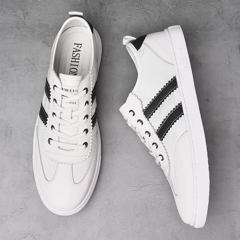 Herren Freizeitschuhe Echtes Leder Mode Herren Sneaker Handgefertigt Atmungsaktiv Herren Slipper Luxus Schnürschuhe Tenis Weiße Schuhe