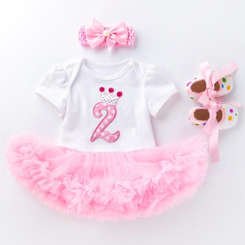 "New Summer Pink Cake Dress & Shoes Set for Baby Girls (0-2 Years)"