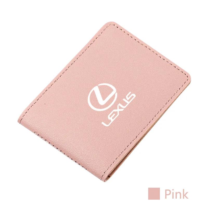 

Car Emblem Driver License Cover Leather ID Credit Card Bag For Lexus IS300h NX300h IS250 RX350 NX300 Ct200h LX570 LX600 LX470 LS рожевий