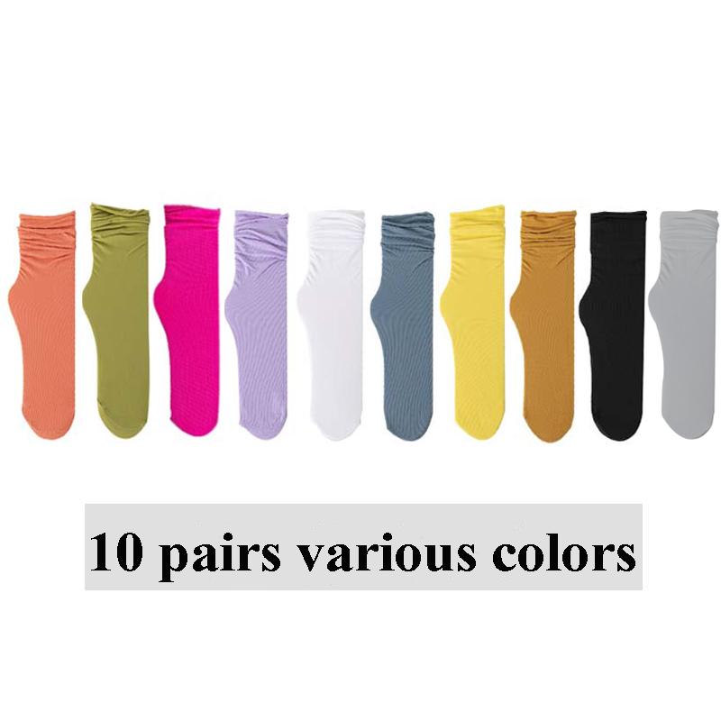 

10 Pairs Women s Comfortable Middle Tube Socks Candy Color Sweet Breathable Socks One Size