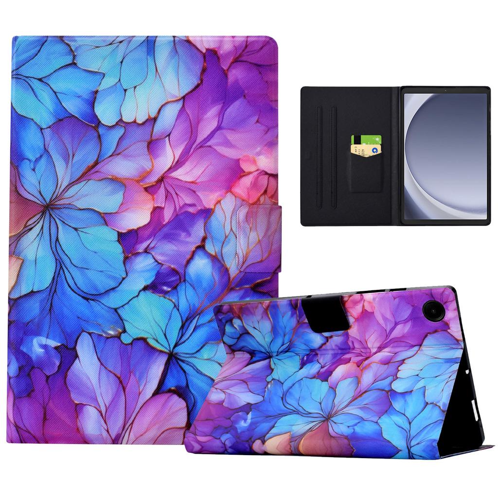 For Samsung Galaxy Tab A9 Case PU Leather Pattern Folding Stand Protective Tablet Cover
