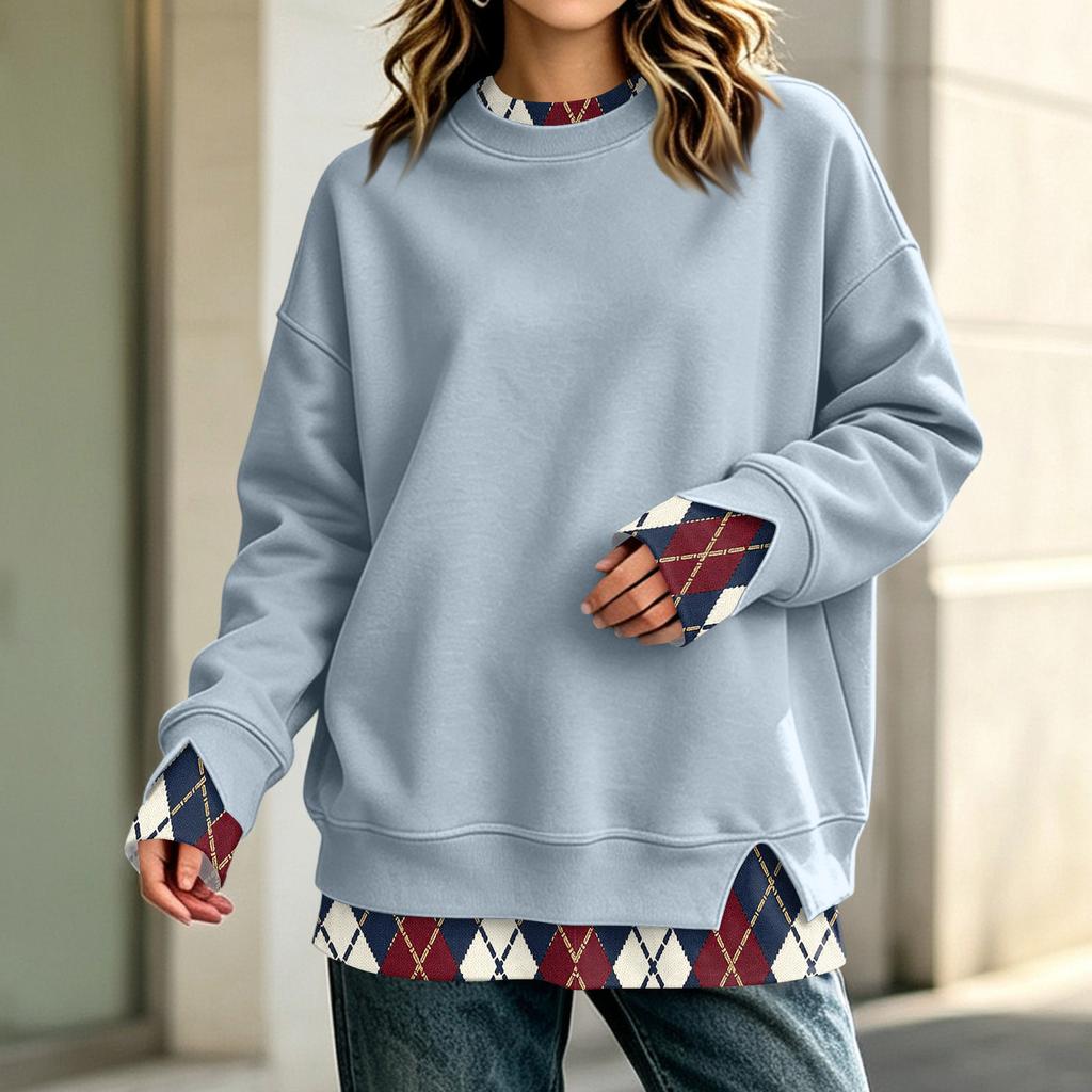 Women's Long Sleeve Casual Sweatshirt Loose Fit Pullover Top for Daily Wear