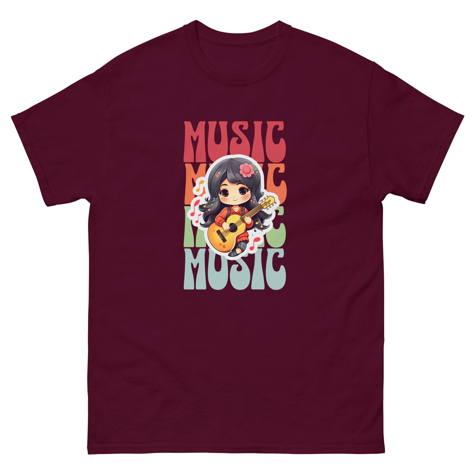 Colorful Music: Guitar Girl T-Shirt Mens Womens Tees Top S