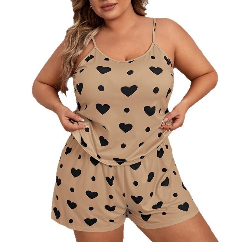 Set Pijamale Femei Mărimi Mari, Casual, Larg, cu Maiou și Pantaloni Scurți
