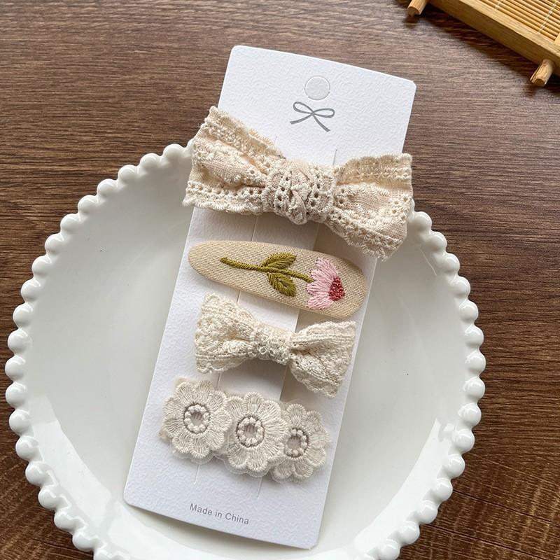 Cute Lace Flower Bow Hairpins Set Children Girls Kids Hair Clips Pins Barrettes Accessories Hairclip Headwear Headdress Ornament