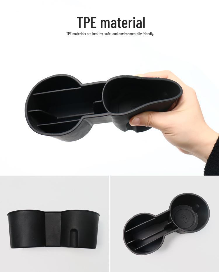 TPE Water Bottle Holders: Fits 21 Tesla Model 3 Y Models, Dual Slots for Efficient Storage and Organization.