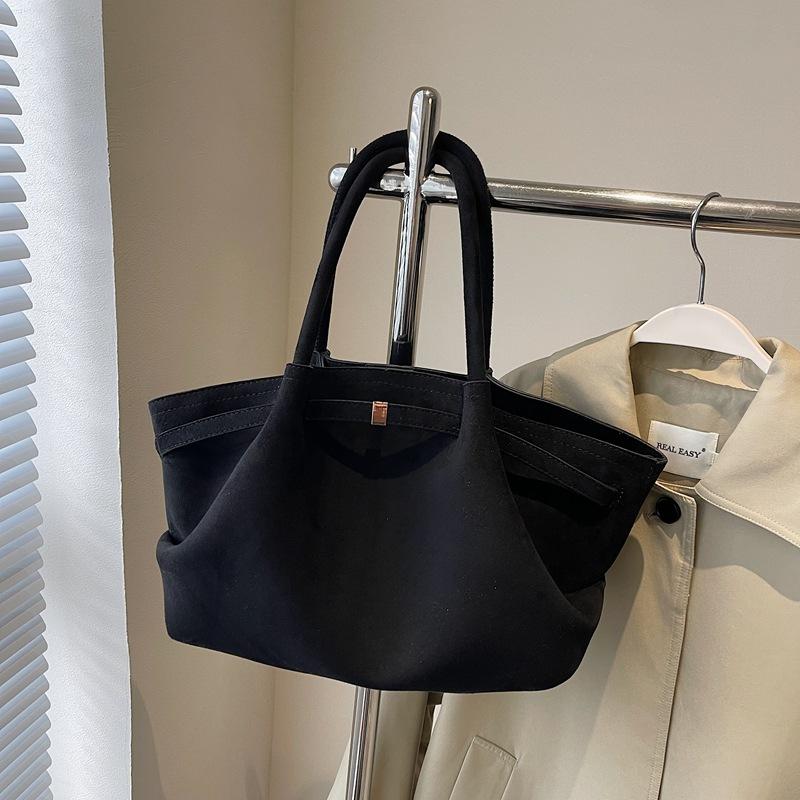 

Suede bag women s large-capacity new fashion Maillard shoulder bag casual commuter tote bag чёрный