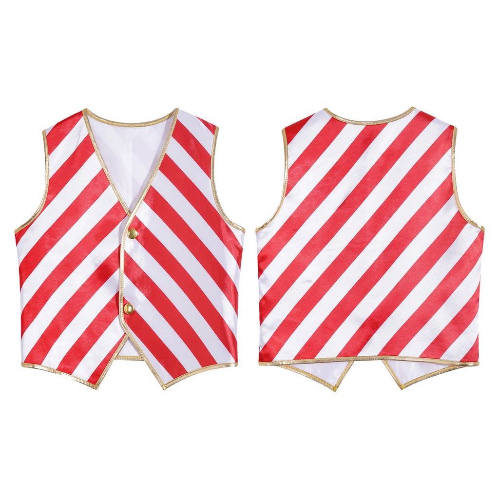 Unisex Kids Party Vest Christmas Striped Costume Waistcoat with Button Front for Performance